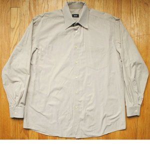 BOSS Hugo Boss Point Collar Dress Shirt Beige Men's Size 17 - 34/35 100% Cotton